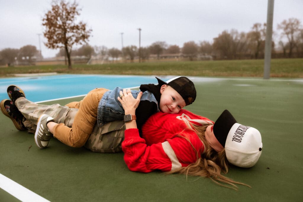Candid motherhood and family photography near Kansas City during a mommy and me session