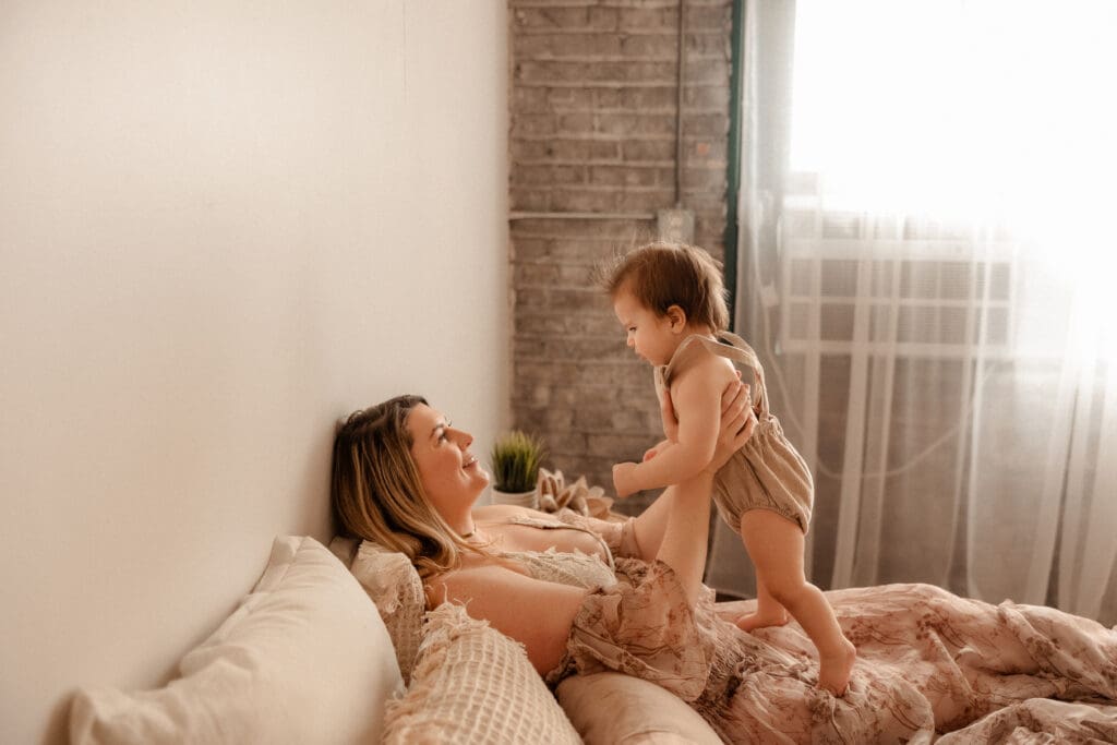 Family photography session in a Kansas City indoor studio located in the Historic West Bottoms